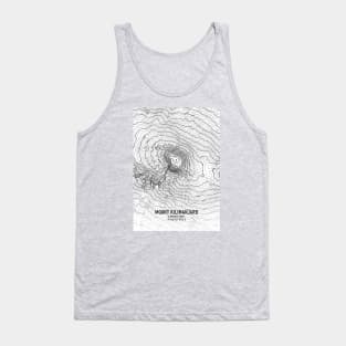 Mount Kilimanjaro Topographic map white and black Tank Top